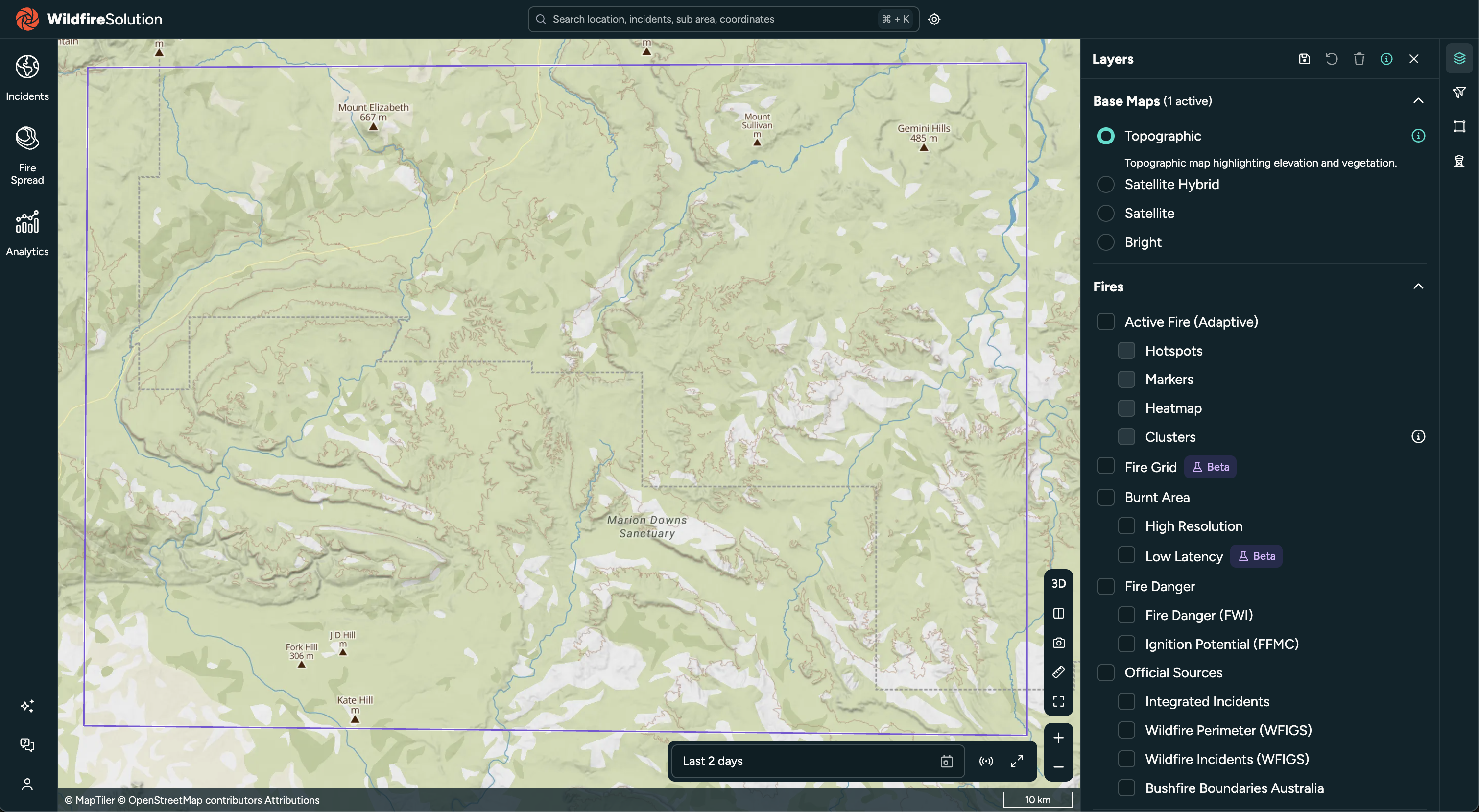 Bounding box search area