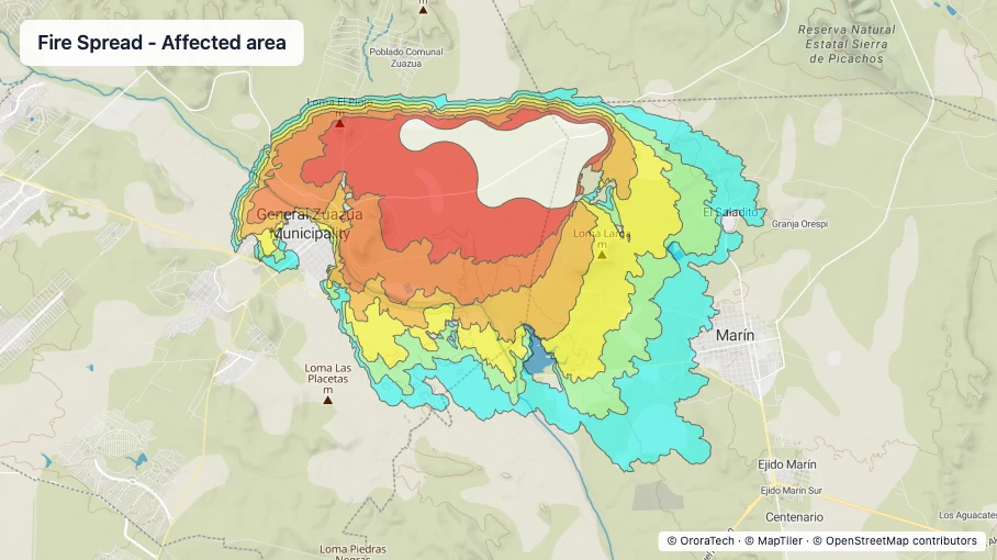 Fire spread — affected area